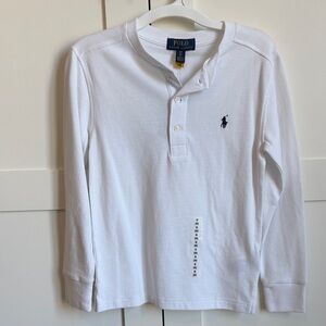 Polo Ralph Lauren White Henley Shirt - small size 8